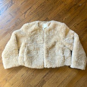 H&M Cropped Shearling Teddy Coat Size Medium